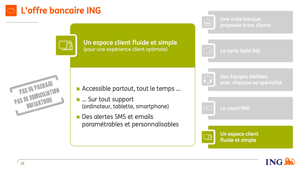 Exemple de réalisation de slide Powerpoint pour ING